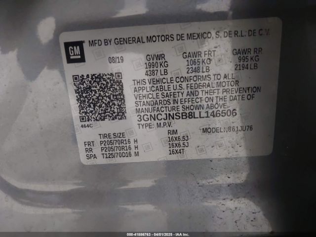 3GNCJNSB8LL146506 Chevrolet Trax Awd Ls