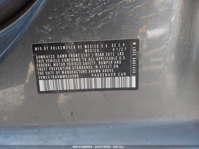 3VWC57BU0MM034396 Volkswagen Jetta 1.4t R-line/1.4t S/1.4t Se