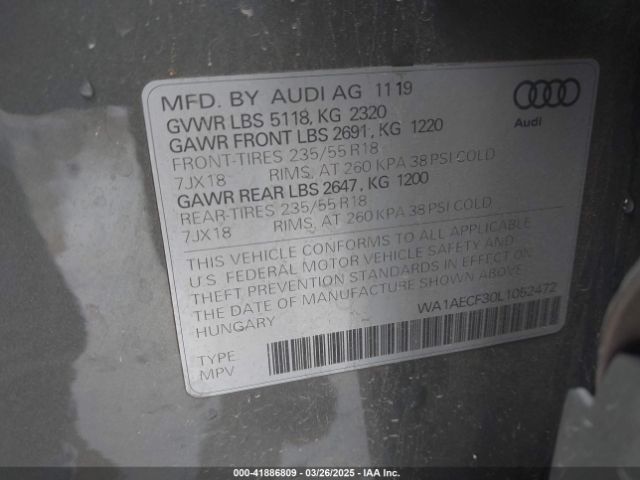 WA1AECF30L1052472 Audi Q3 Premium 45 Tfsi Quattro Tiptronic