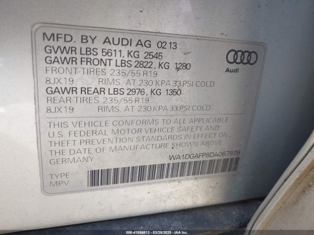 2013 AUDI Q5 WA1DGAFP8DA067978 Photo 8