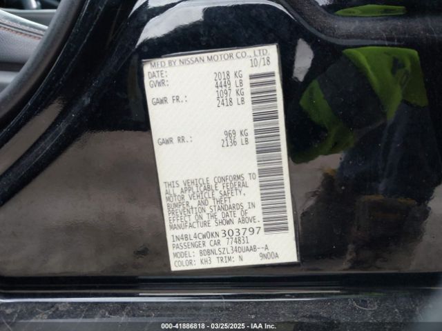 1N4BL4CW0KN303797 Nissan Altima 2.5 Sr