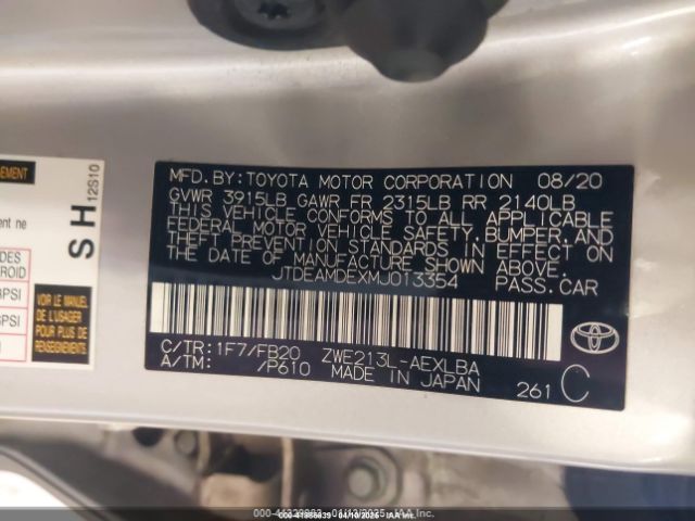 2021 TOYOTA COROLLA JTDEAMDEXMJ013354 Photo 8