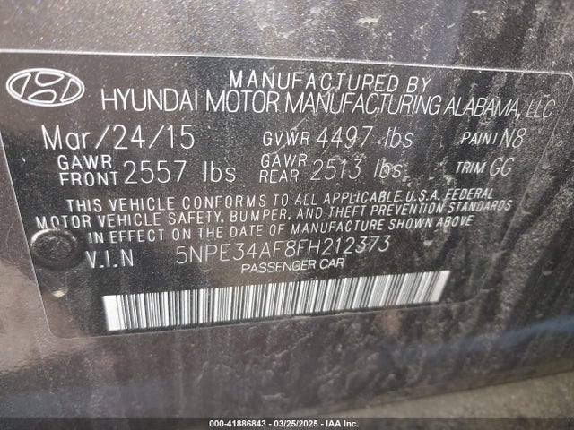5NPE34AF8FH212373 Hyundai Sonata Sport
