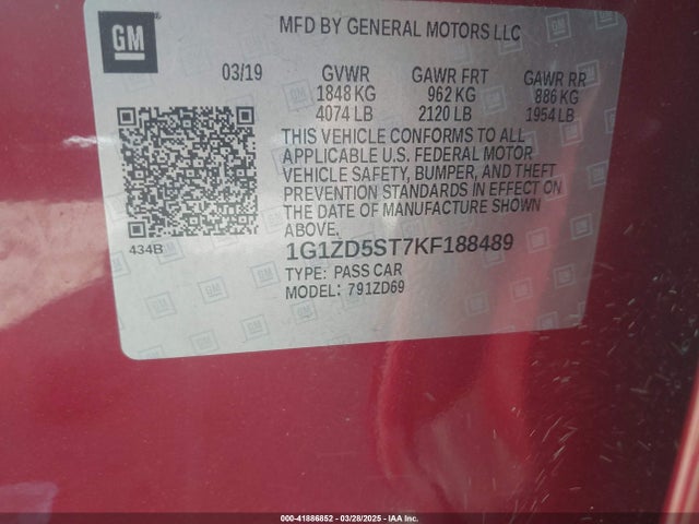 1G1ZD5ST7KF188489 Chevrolet MALIBU LT
