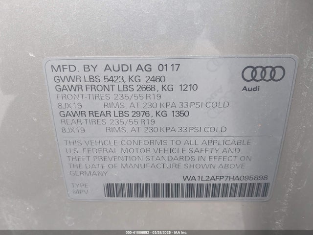 WA1L2AFP7HA095898 Audi Q5 2.0t Premium