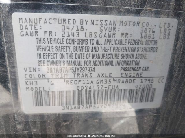 3N1AB7AP5JY297974 Nissan SENTRA SR
