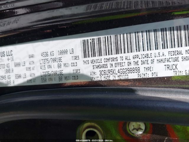 3C6UR5KL4GG298898 RAM 2500 Laramie