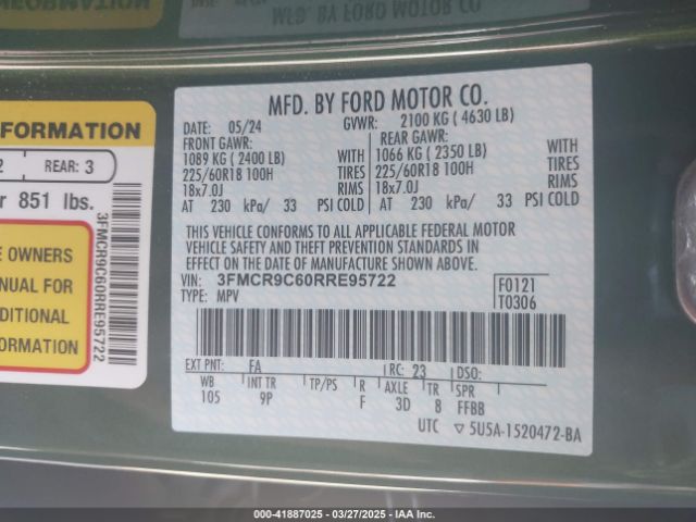 3FMCR9C60RRE95722 Ford Bronco Sport Outer Banks
