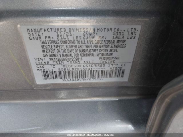 3N1AB8DV9NY209014 Nissan Sentra Sr Xtronic Cvt
