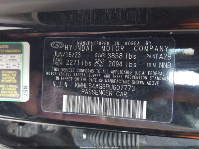 KMHLS4AG8PU607773 Hyundai ELANTRA SEL