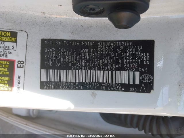 Продаж на аукціоні авто 2013 Toyota Corolla L, vin: 2T1BU4EE9DC128080, номер лоту: 41887166