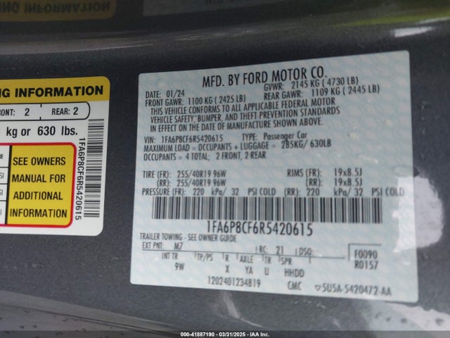 1FA6P8CF6R5420615 Ford Mustang Gt Premium Fastback