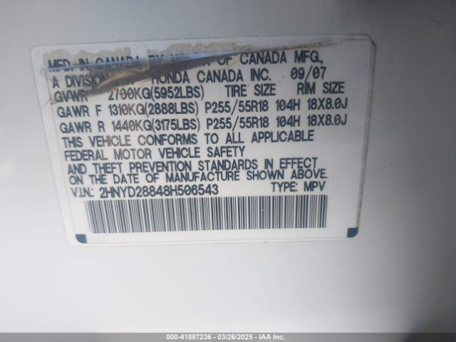 2008 ACURA MDX 2HNYD28848H506543 Photo 8