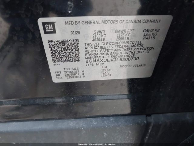 2GNAXUEV3L6208730 Chevrolet Equinox Awd Lt 1.5l Turbo