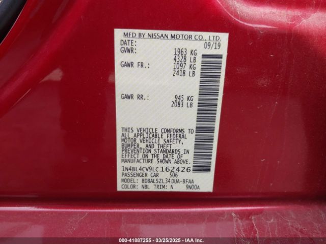 1N4BL4CV9LC162426 Nissan Altima Sr Fwd
