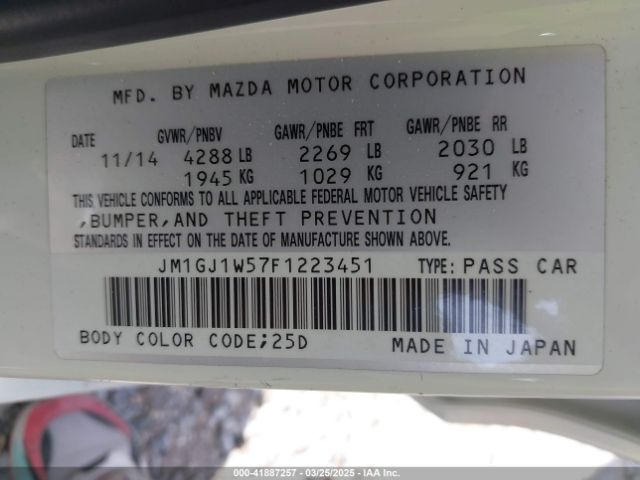 JM1GJ1W57F1223451 Mazda Mazda6 I Grand Touring