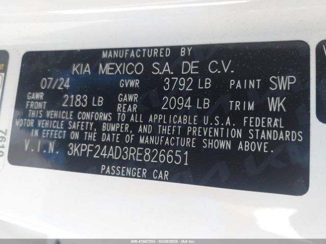 3KPF24AD3RE826651 KIA Forte Lxs