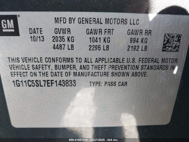 1G11C5SL7EF143833 Chevrolet MALIBU 1LT