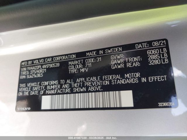 YV4A22PL4N1790539 Volvo Xc90 T6 Inscription 7 Passenger