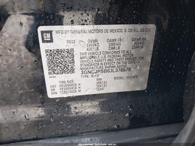 3GNCJPSB0JL378879 Chevrolet Trax Lt