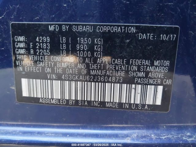 4S3GKAU62J3604873 Subaru Impreza 2.0i Limited