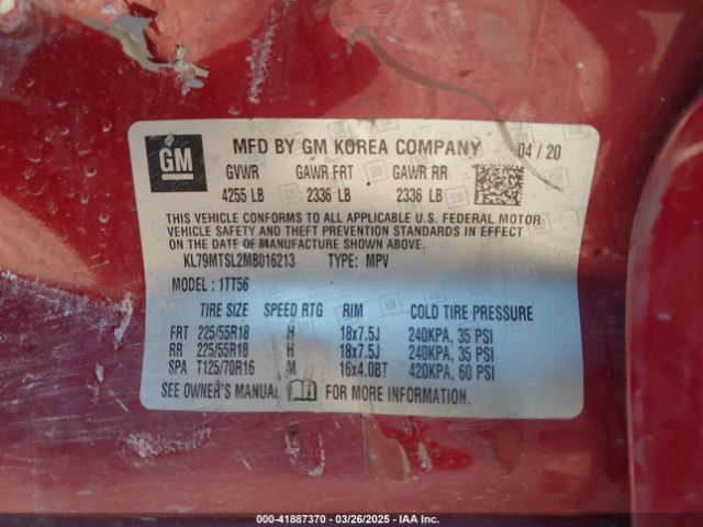 KL79MTSL2MB016213 Chevrolet Trailblazer Fwd Rs