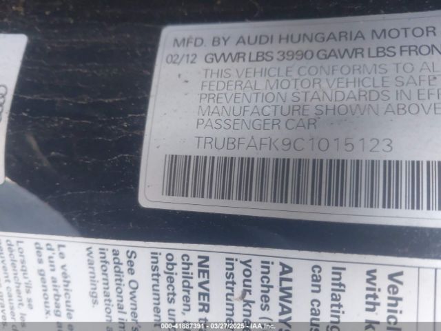 2012 AUDI TT TRUBFAFK9C1015123 Photo 8