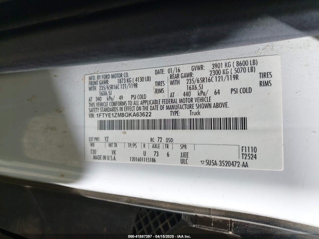 1FTYE1ZM8GKA63622 Ford Transit-150