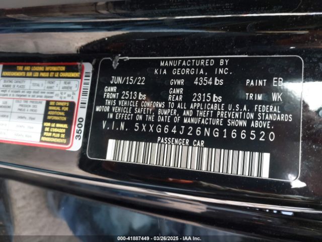5XXG64J26NG166520 KIA K5 Gt-line