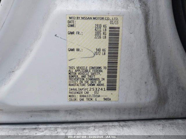 Nissan Altima 2015 1N4AL3AP5FC253241 Image 9
