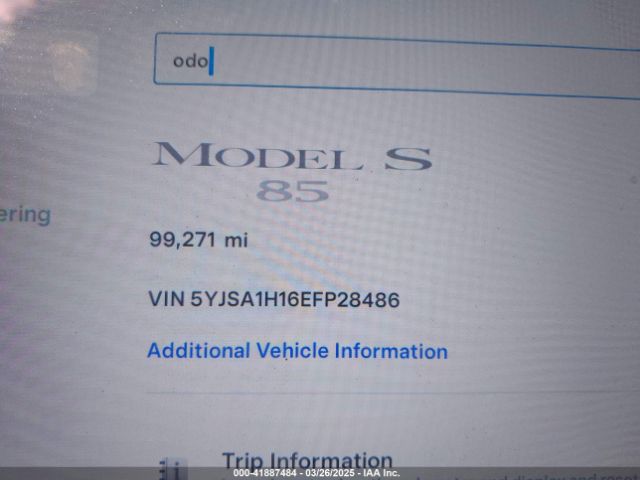 5YJSA1H16EFP28486 Tesla Model S P85