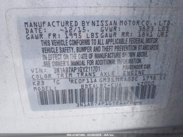 Nissan SENTRA S 2016 3N1AB7AP1GY211701 Image 9