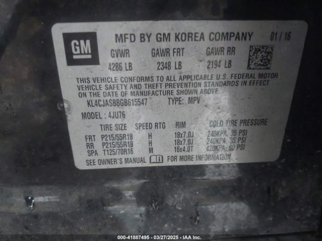 KL4CJASB8GB615547 Buick Encore