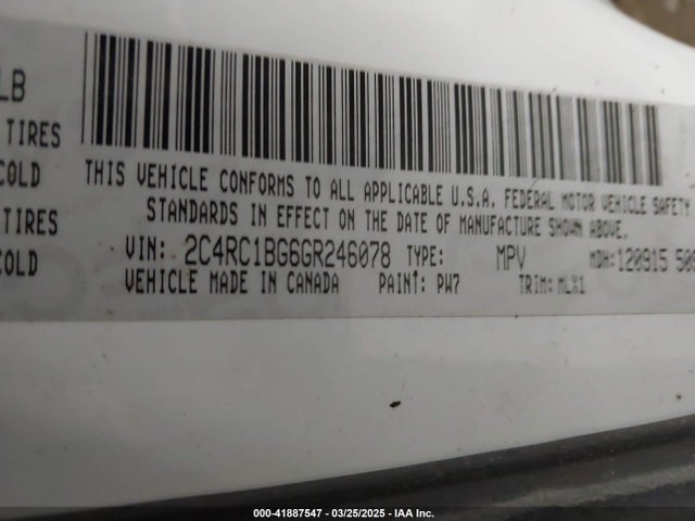 2C4RC1BG6GR246078 Chrysler Town & Country Touring