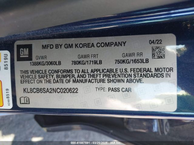 KL8CB6SA2NC020622 Chevrolet Spark Fwd Ls Automatic