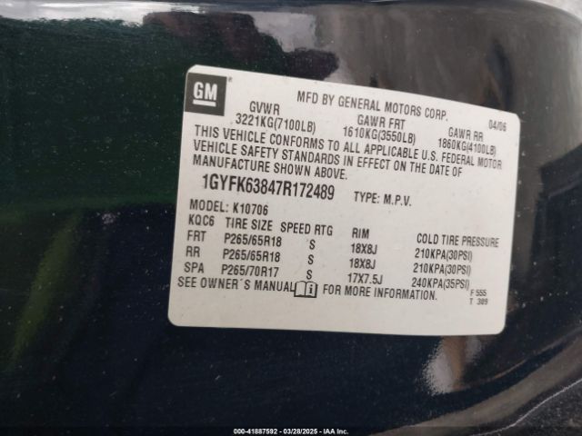 2007 CADILLAC ESCALADE 1GYFK63847R172489 Photo 8