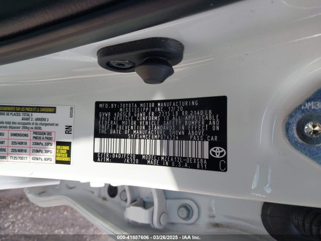 5YFS4MCE6MP074224 Toyota COROLLA SE