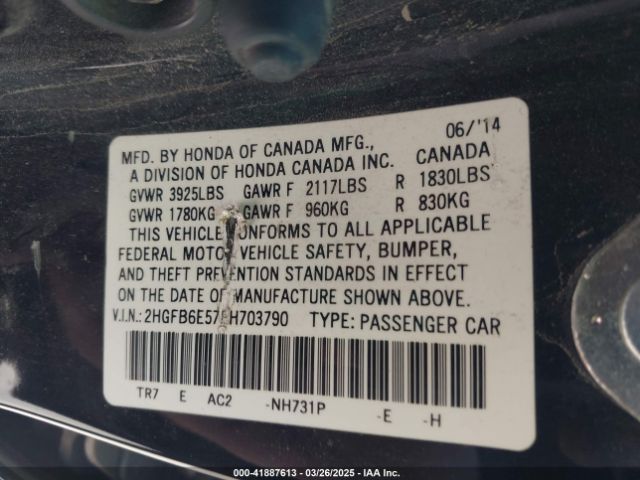 2HGFB6E57EH703790 Honda CIVIC SI