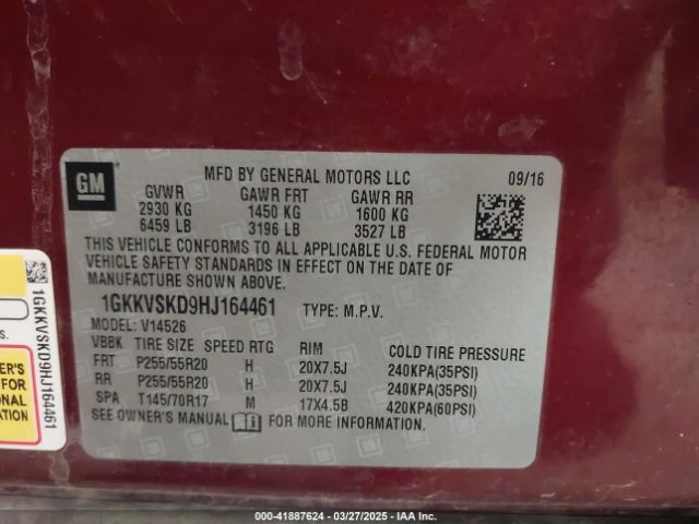 1GKKVSKD9HJ164461 GMC Acadia Limited