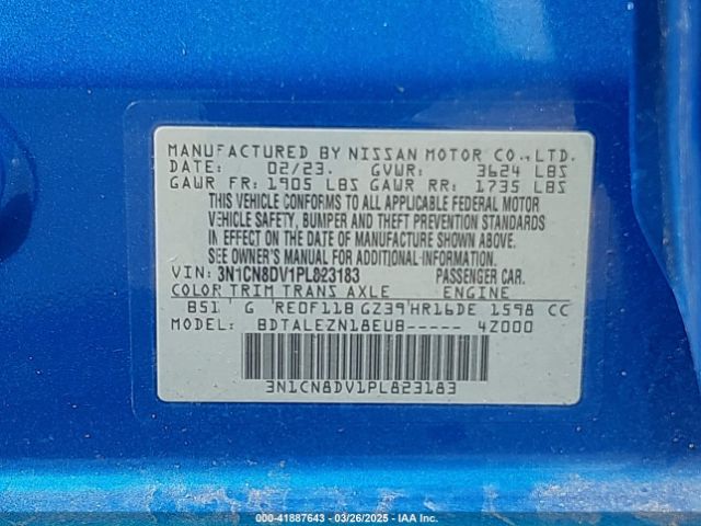 3N1CN8DV1PL823183 Nissan Versa 1.6 S Xtronic Cvt