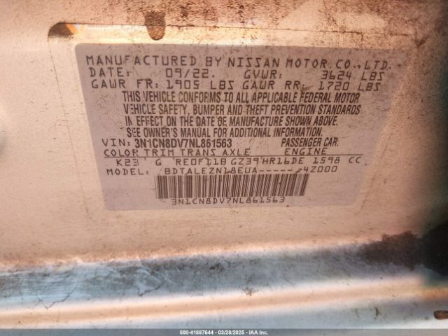 3N1CN8DV7NL861563 Nissan Versa 1.6 S Xtronic Cvt