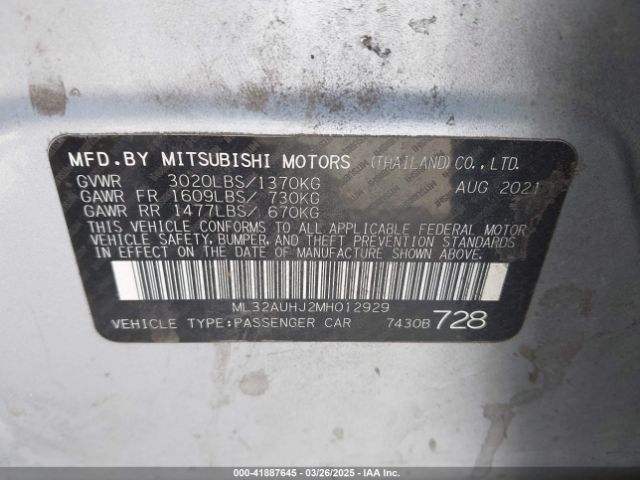 2021 MITSUBISHI MIRAGE ML32AUHJ2MH012929 Photo 8