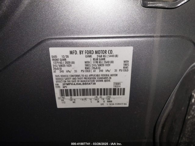 2FMPK4J94LBB54738 Ford Edge St Line