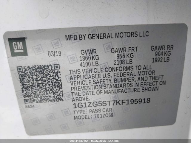 1G1ZG5ST7KF195918 Chevrolet MALIBU RS