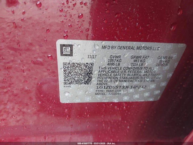 1G1ZD5ST3JF165242 Chevrolet MALIBU LT