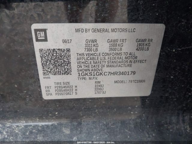 1GKS1GKC7HR340179 GMC Yukon Xl Slt