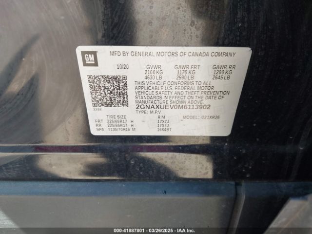 2021 CHEVROLET EQUINOX 2GNAXUEV0M6113902 Photo 8