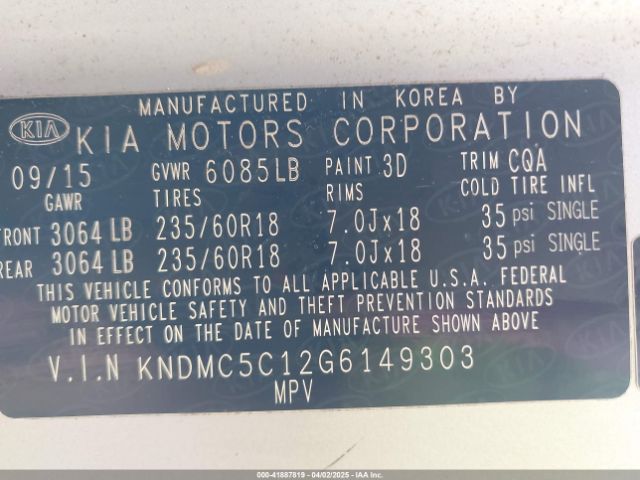 KNDMC5C12G6149303 KIA Sedona Sx