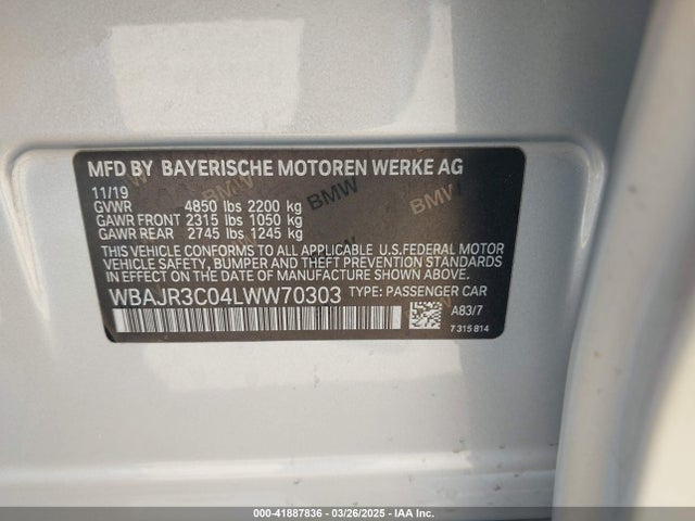 WBAJR3C04LWW70303 BMW 530I