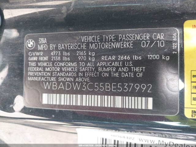 Aukcja sprzedaży 2011 Bmw 328i, vin: WBADW3C55BE537992, numer aukcji: 41887838